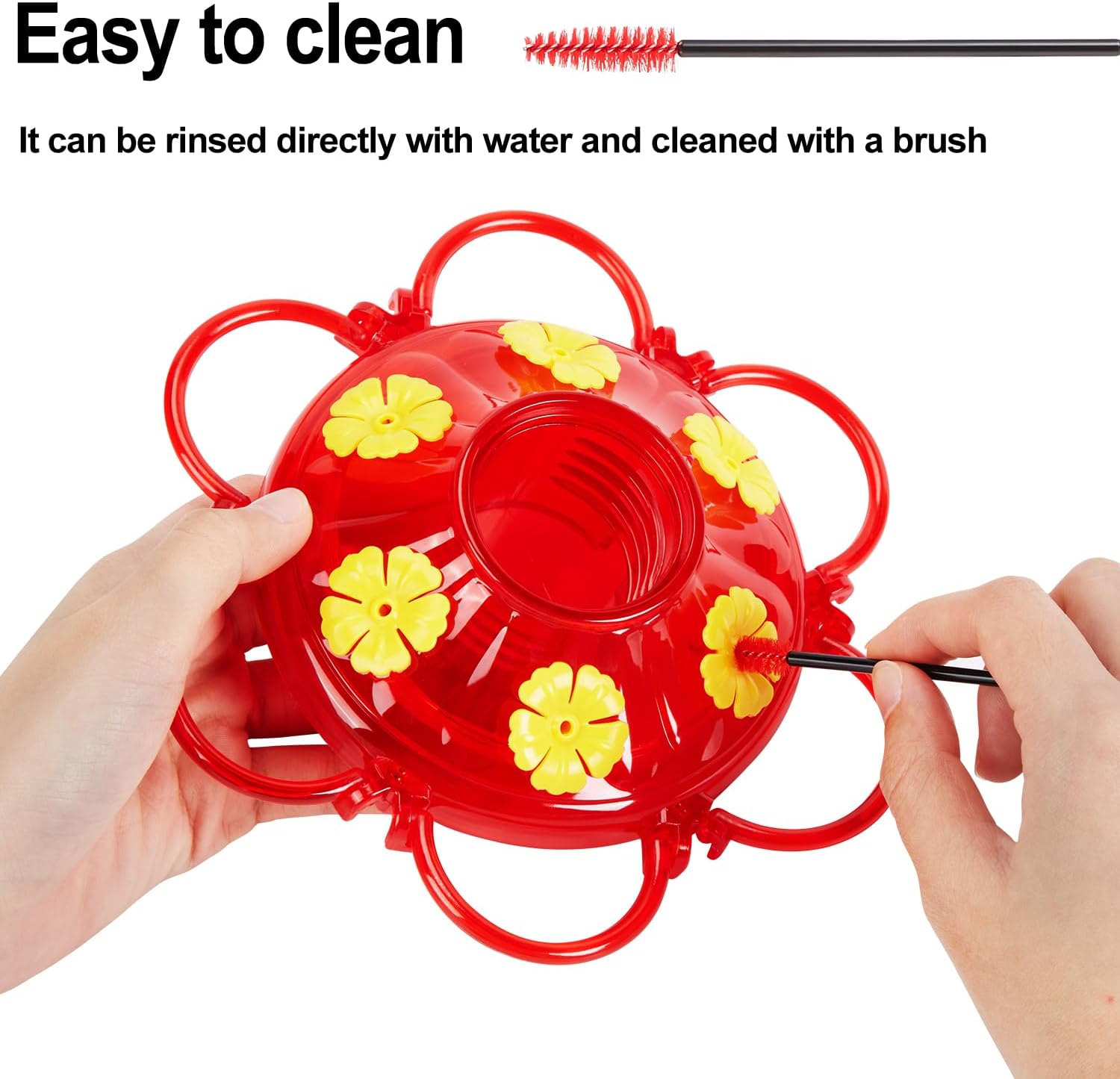 Plastic Hummingbird Feeders for Outdoors Hanging, 2 Pack 13 Ounces Ant and Bee Proof Small Hummingbird Feeders with 6 Feeding Ports and Perches for Outside Garden Décor - Image 9