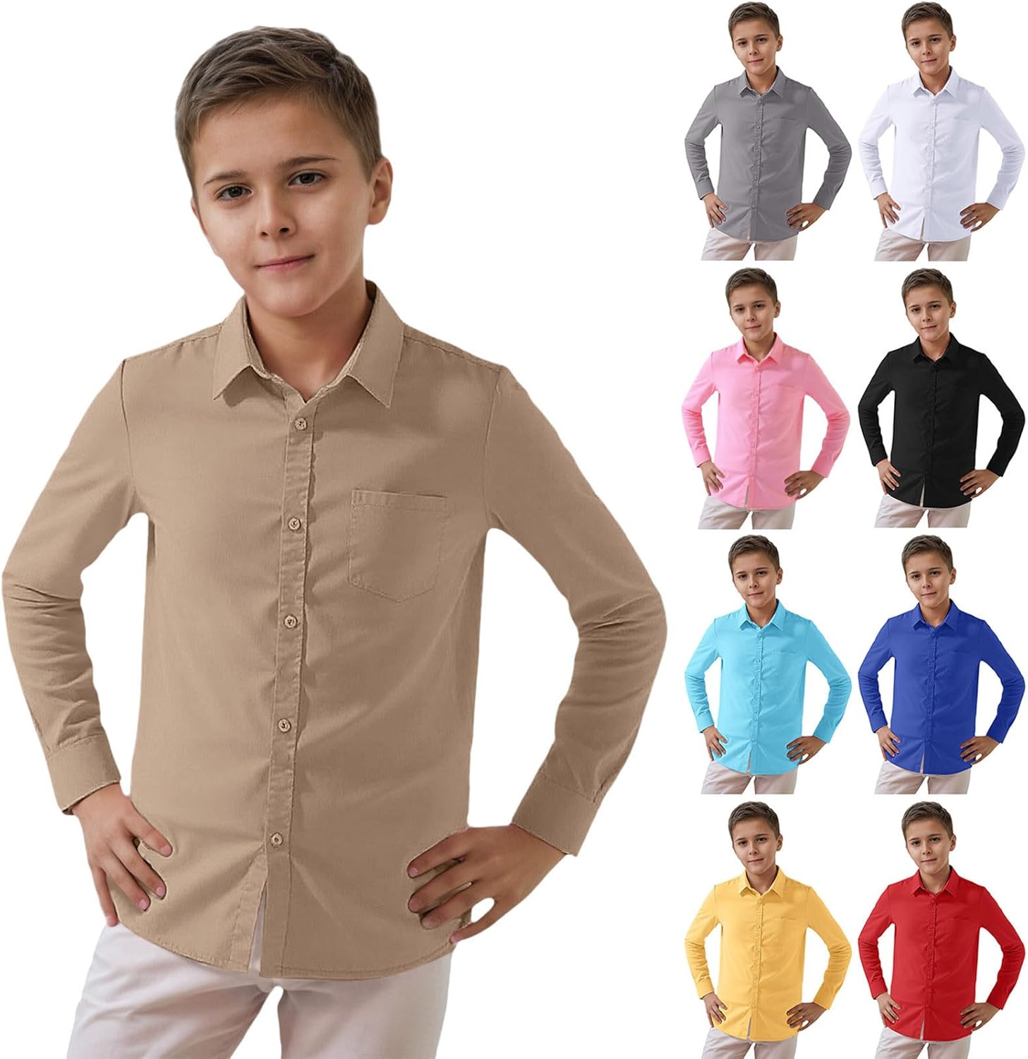 Camicia A Righe Manica Lunga Per Ragazzi E Ragazze - Cotone Misto, Button Down Casual - Foto 3