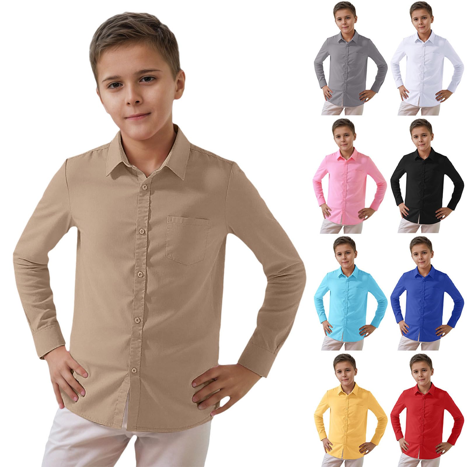 Generisch Klassisches Kinderhemd mit Reverskragen Langarm für kleine Herren Damen