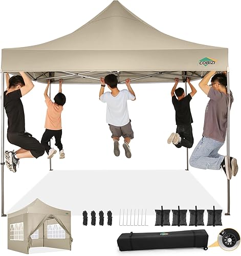 Miniatura 37 de COBIZI Tienda de campaña emergente portátil de 10 x 10 pies con 4 paredes laterales, toldo comercial resistente UPF 50+, toldo impermeable para todo