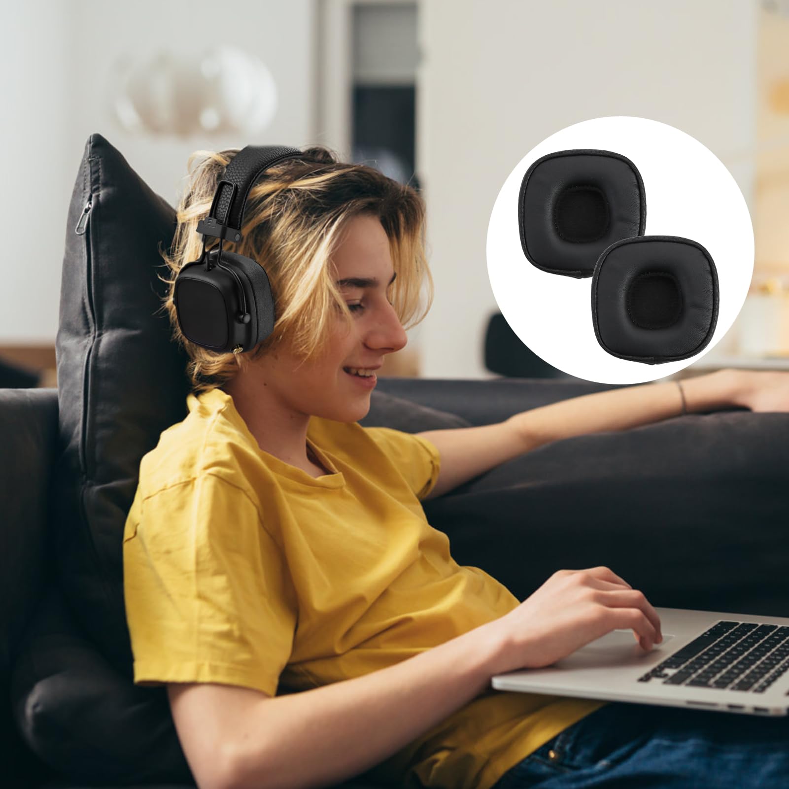 JHZZWJ Coussinets De Rechange En Cuir Synthétique Pour écouteurs Marshall Major III, Bluetooth, Marshall III