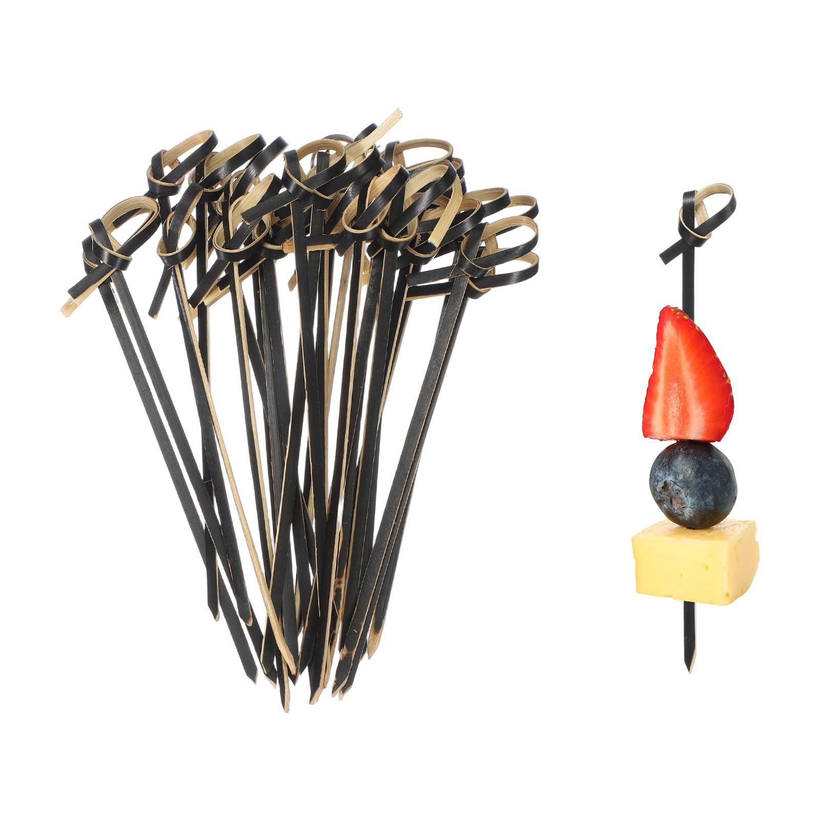 Brochettes à cocktail en bambou 10,5 cm noires uxcell pour apéritifs et boissons x100