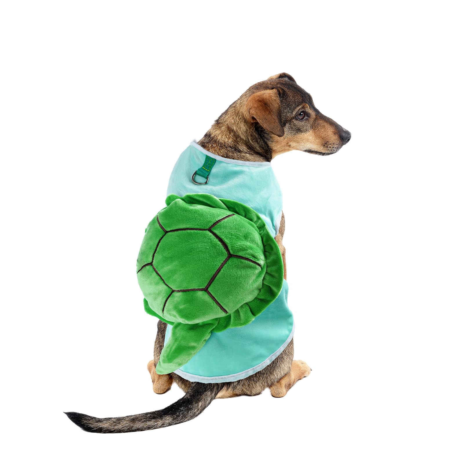 SHIAOMIN Turtle Dog Costume - Dog Halloween Costume with Utral Soft Turtle Shell Cute Outfit, Warm Fleece Doggie Clothes Cat Apparel with Tow Ring for Medium Pets (Green,XL)