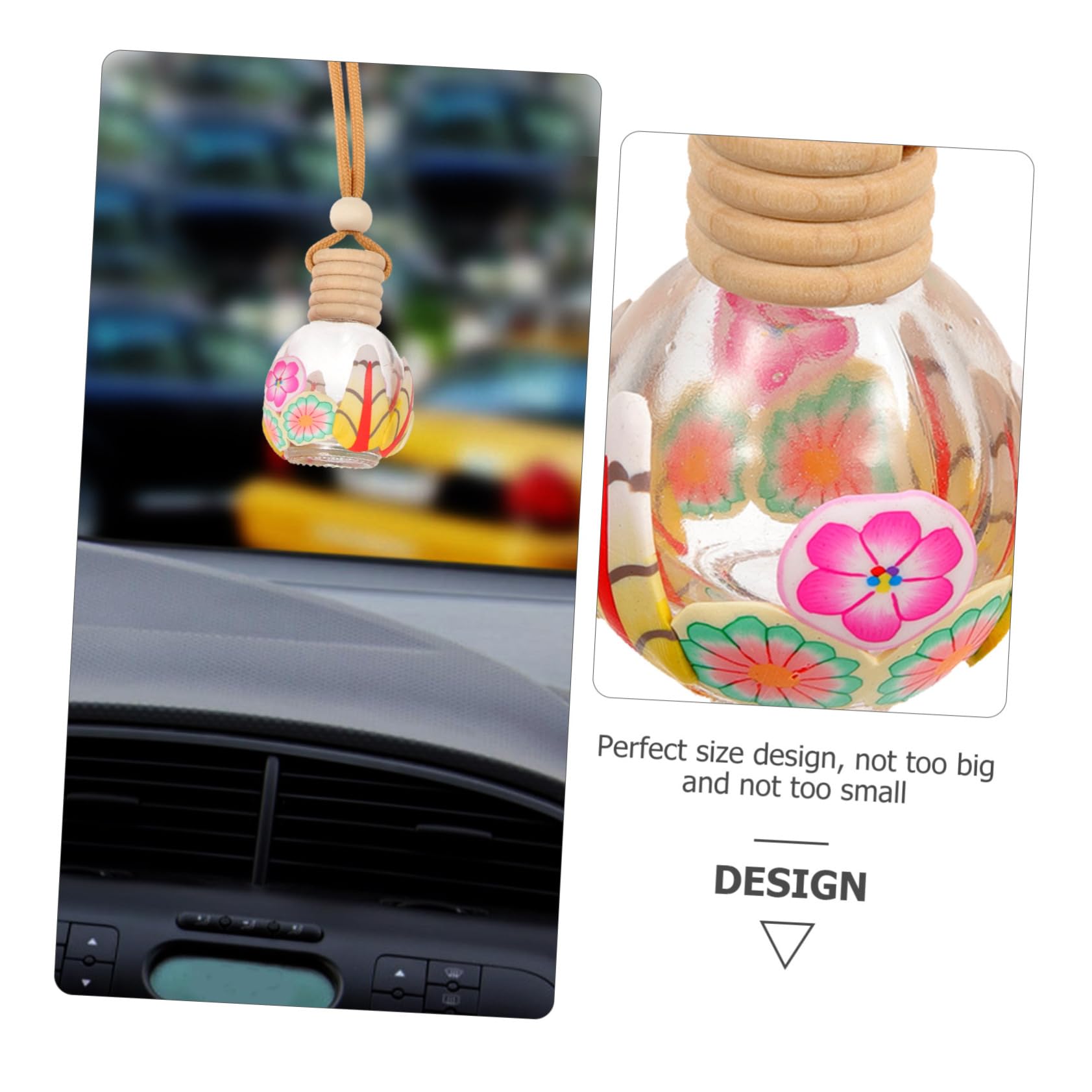 Gatuida Set 10 Bottiglie di Profumo in Argilla per Auto, Ciondoli Sospesi Vuoti per Oli Essenziali, Piccoli Diffusori di Aromi Decorativi per Interni Auto, Atmosfera Stile Casuale