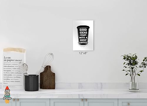 Miniatura 5 de HB Art Design Good Ideas Start With a Great Coffee Quote on Black Cup Metal Print Wall Art Coffee Bar Decor Coffee Signs Kitchen Wall Decor Dining