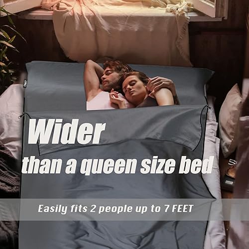 Miniatura 3 de Frelaxy Forro para saco de dormir sábana de viaje XL y sábana de campamento para mochileros hoteles albergues y viajes cómodo y de fácil cuidado