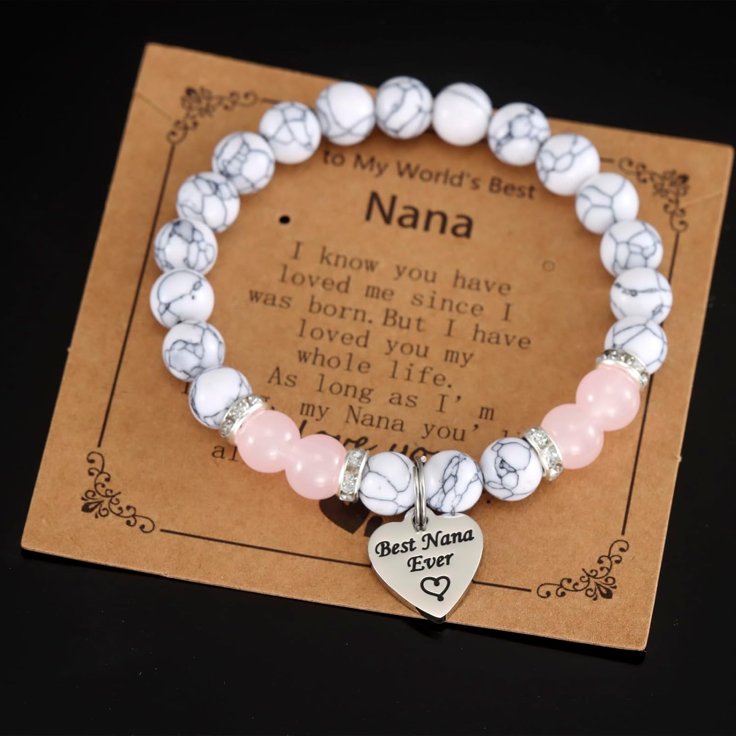 HUTIMY Gift for Nana from Grandson Grandkids Bride Grandmother Worlds Best Nana Ever Bracelet - Image 3