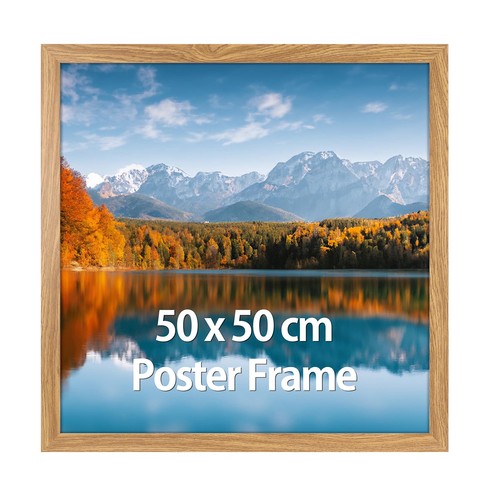 Vasemouh 50x50cm Picture Frame, MDF Natural Wood Color Large Sauqre Photo Frame for Living Room, Bedroom and Office, Wall Hanging Vertical or Horizontal, Single — image 1
