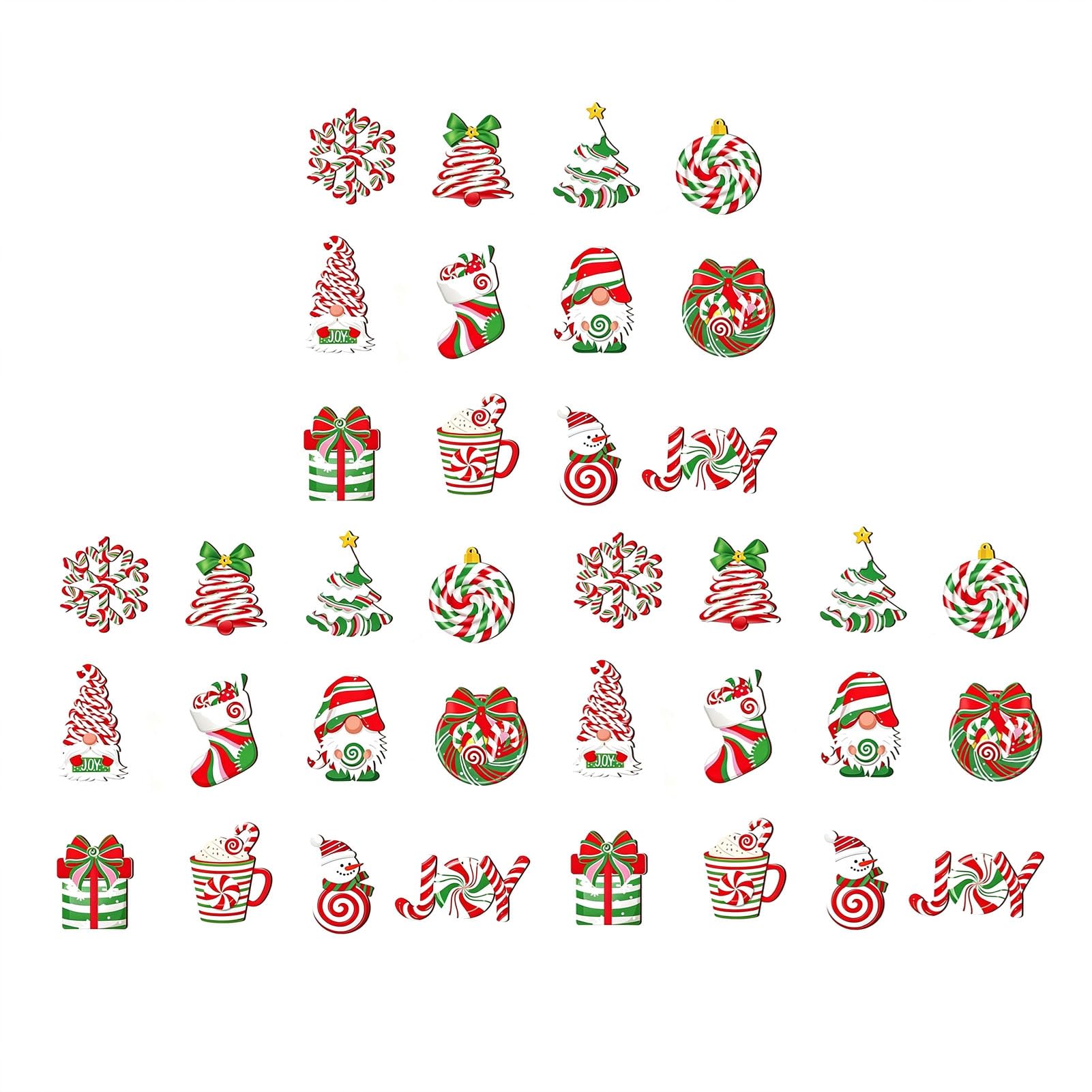 Christmas Wooden Ornaments Set, Striped Candy Cane Tree Decorations
