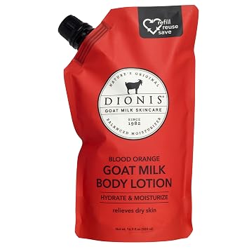 Dionis Goat Milk Lotion Refill for Dry Skin, Blood Orange, 16.9 oz | Moisturizing Body Lotion Refill for Dry Skin - Sensitive Skin Safe - Lightweight Non-Greasy Formula - Lotion Pump