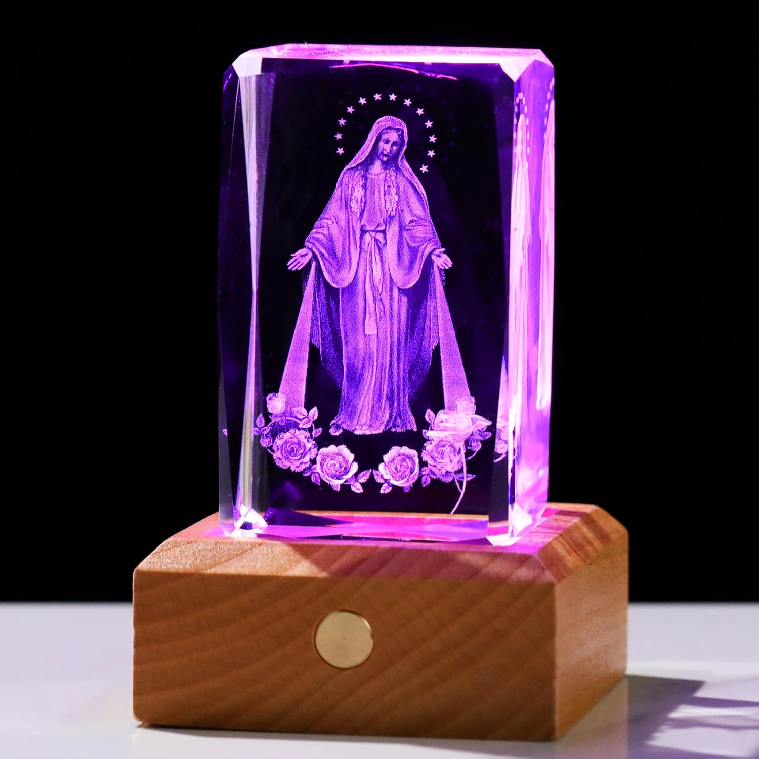 3D Crystal Virgin Mary Figurine