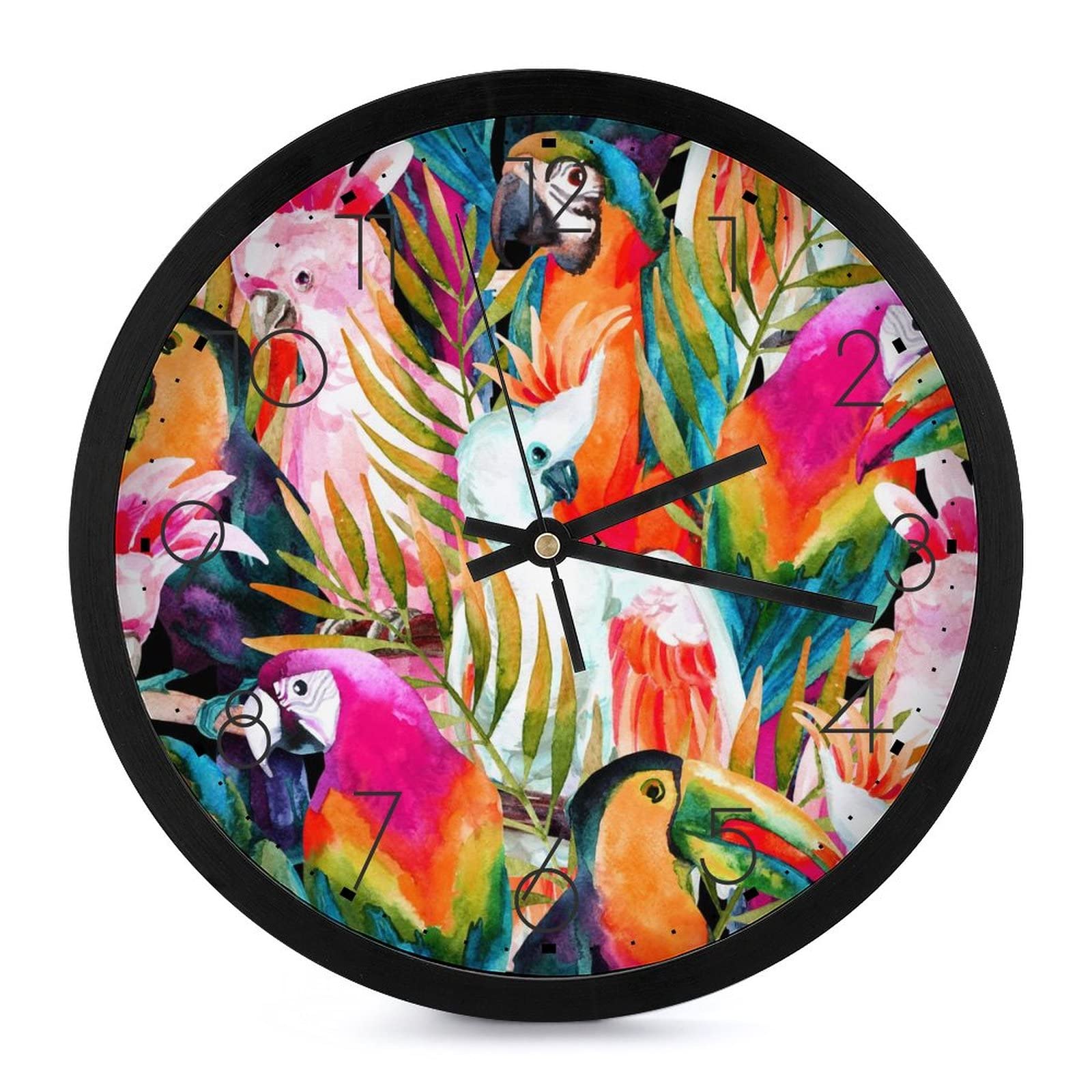 Pendule murale perroquet moderne et silencieuse de 25.4cm pour la déco de maison