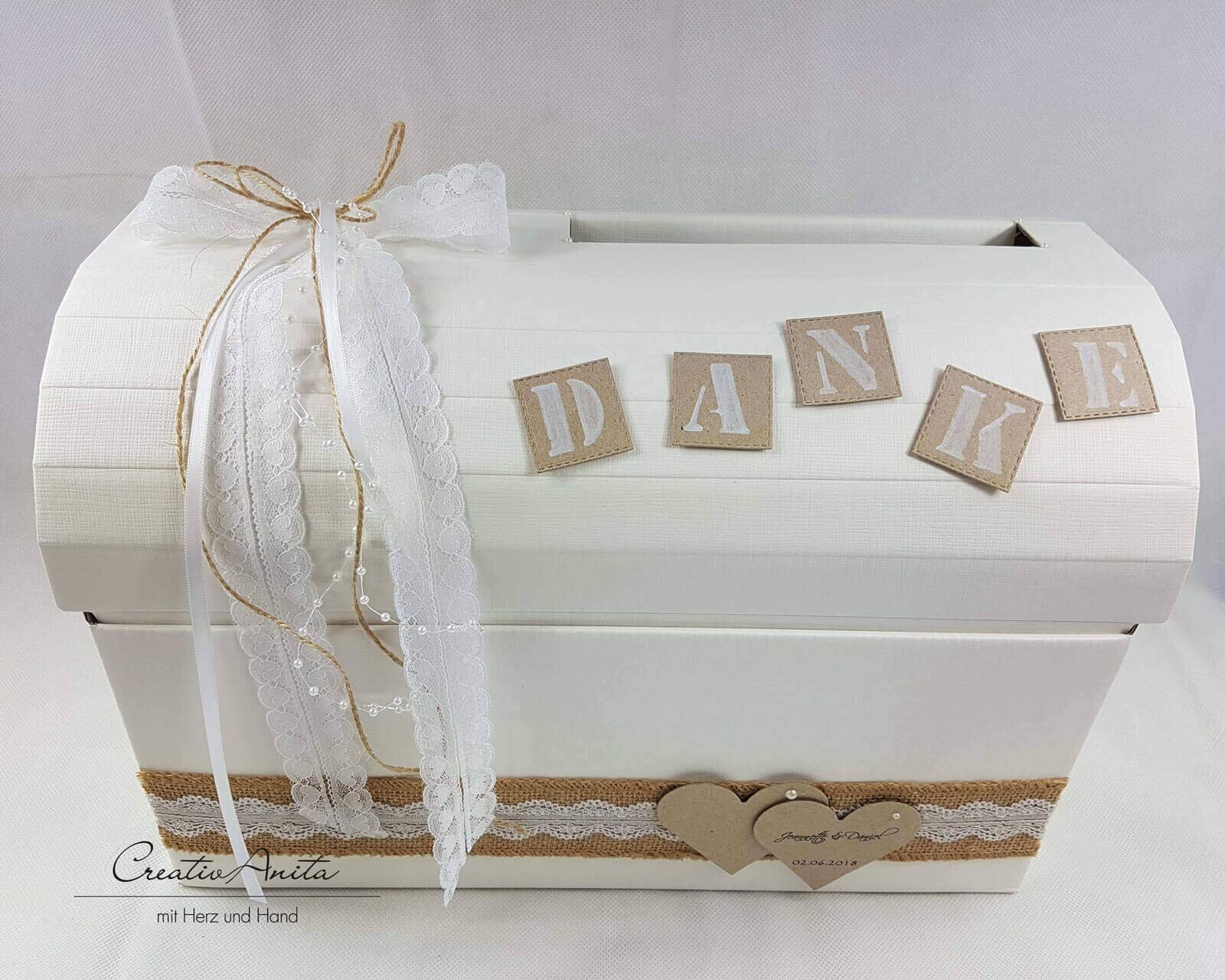 Briefbox Erinnerungsbox Brieftruhe Kartenbox Hochzeitsgeschenk VINTAGE DANKE zur Hochzeit