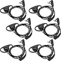 Vista 1 de Macarrie 6 auriculares de radio con micrófono 2 pines en forma de D Walkie Talkie auricular con micrófono Walkie Talkie Auricular compatible