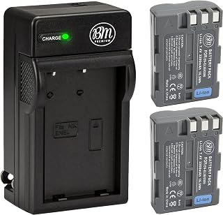 BM Premium 2 Pack of EN-EL3e Batteries and Battery Charger for Nikon D50, D70, D70s, D80, D90, D100, D200, D300, D300S, D700, MH-18, MH-18a, MH-19, MB-D200, MB-D10 Cameras