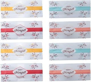 SOWAKA 200 Pcs Nougats Candy Bags 3.5 x 1.5 Inch Small Plastic Caramel Candy Wrappers for Caramel Homemade Cookies Packaging Bags Christmas Theme Parties (Colorful)