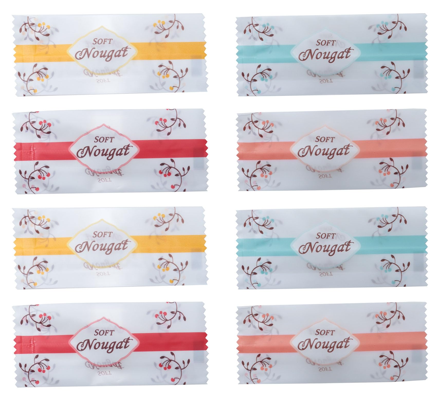 SOWAKA 200 Pcs Nougats Candy Bags 3.5 x 1.5 Inch Small Plastic Caramel Candy Wrappers for Caramel Homemade Cookies Packaging Bags Christmas Theme Parties (Colorful)