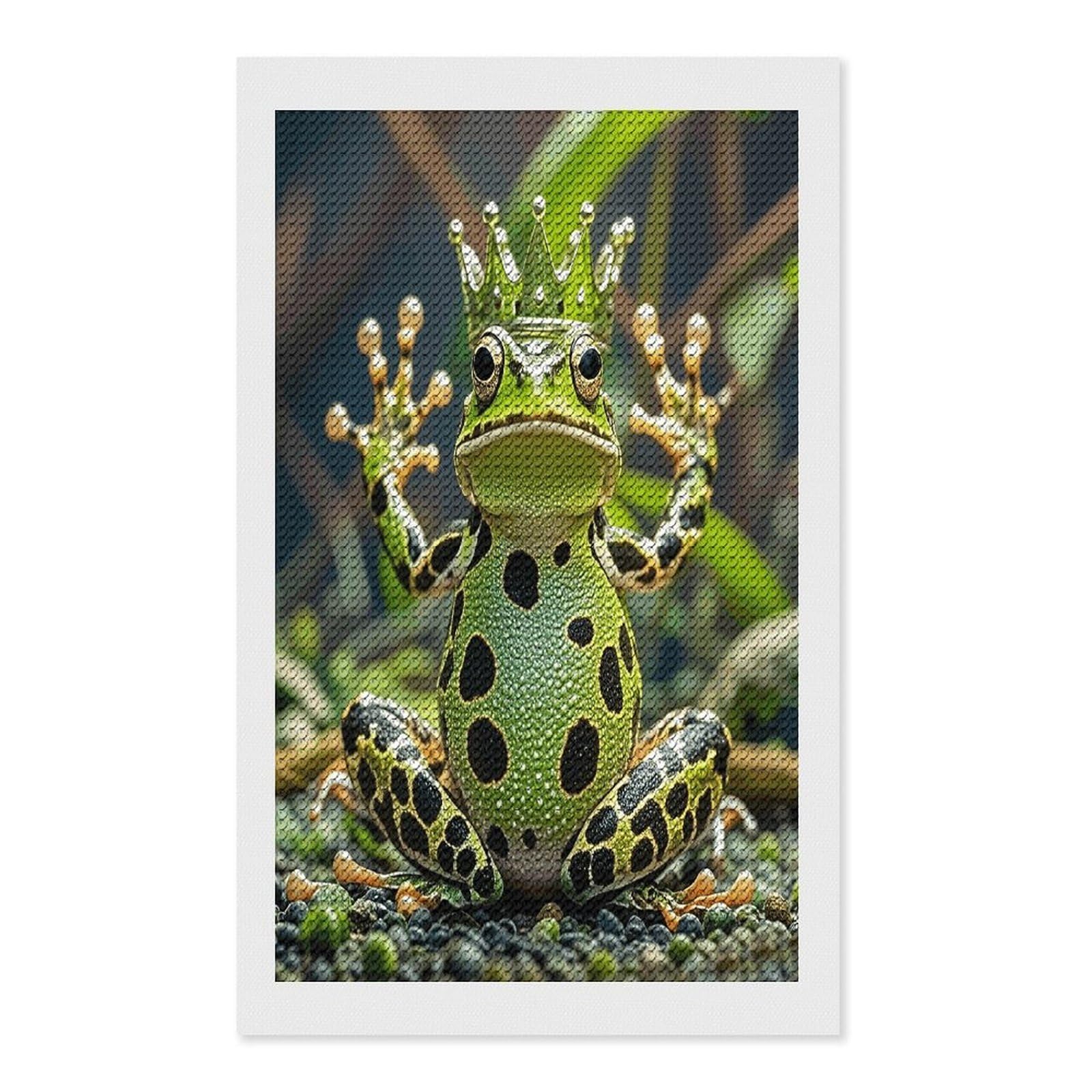 FekiLoot Crown Frog Diamond Painting Kits for Beginners DIY Diamond Art Kits for Adults Full Drill Round Diamond Dot Gem Art Painting Fun DIY Crafts for Home Kitchen Wall Decor Gift 12"x20"