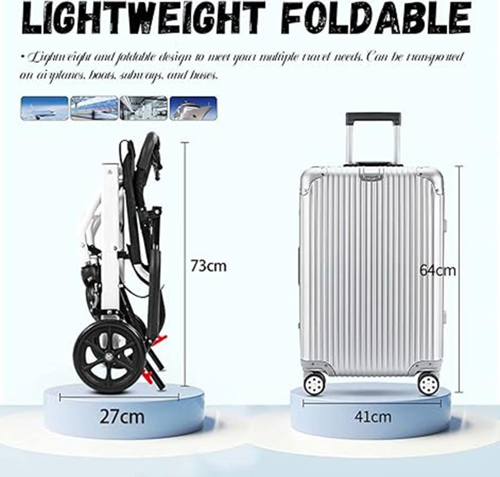 Silla De Ruedas Silla De Ruedas De Viaje Ligera Y Plegable Con Freno De Tambor Silla De Ruedas Portátil Ultraligera Para Adultos Niños Y Ancianos A