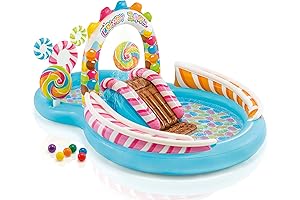 Intex Candy Zone Inflatable Kiddie Pool: Inflatable Kids Pool with Water Sprayer and Slide