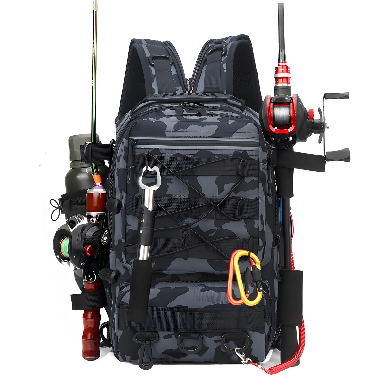 Fishing Backpack with Rod Holder,Waterproof Fishing Rucksack Fishing Bag Chest Back Pack Fishing Sling Bag,Breathable Shoulder Sling Fishing Gear Bag For Fishing Hiking Hunting Camping Sport
