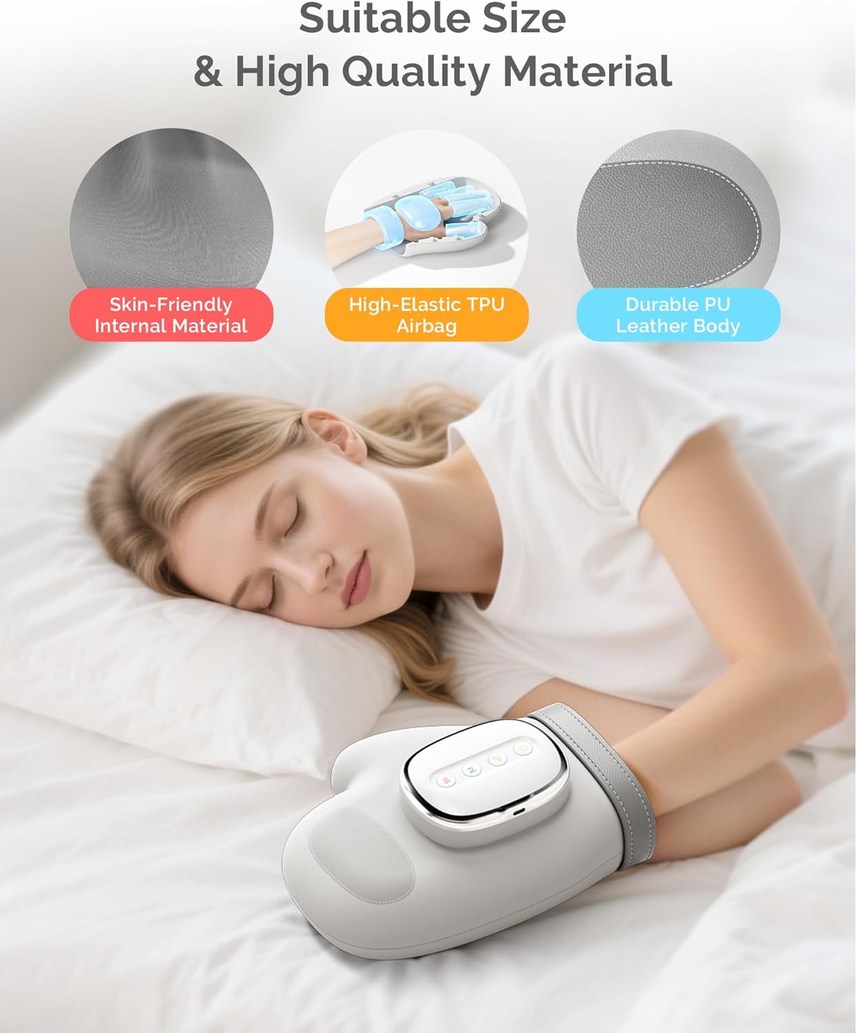 AIRSEE Hand Massager with Heat and Compression for Arthritis Carpal Tunnel Relief, 3 Massage Modes 3 Heating Levels 5 Intensities, Cordless Rechargeable Portable Pain Relief, Gift for Women Men - Image 6