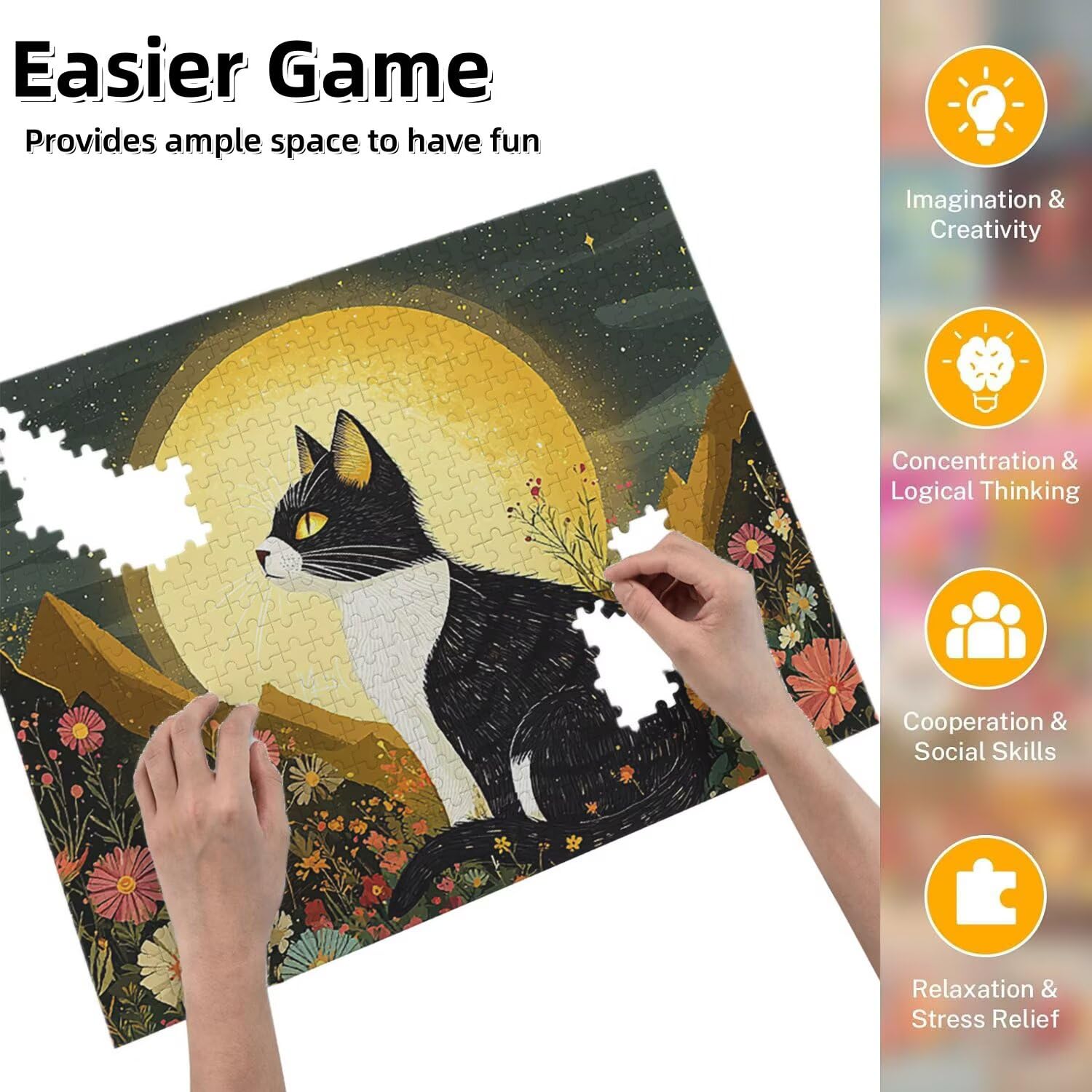 Jigsaw Puzzle, 6000 Pezzi Puzzle Classici, Gatto Puzzle Rilassamento Intelligence, Mpossibile Difficile Puzzle Impegnativo per Adulti Puzzle Gioco Familiare, Regalo per Amore Amico Luna fr0-674