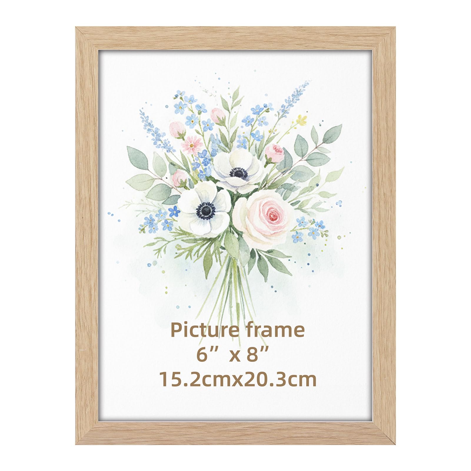 Giftgarden 8x6 Photo Frame Oak Colour, Sleek Thin Design Picture Frames 8x6 for Tabletop or Wall Displays