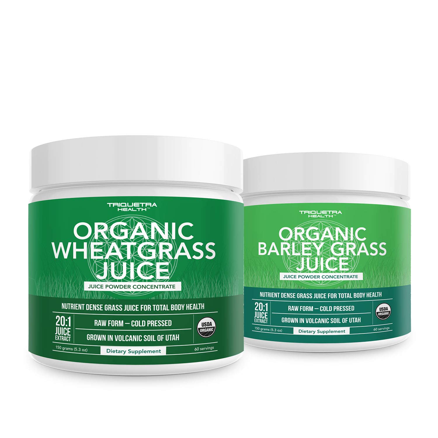Organic Wheatgrass Juice Powder Plus Organic Barley Grass Juice Powder - USA Grown in Volcanic Utah