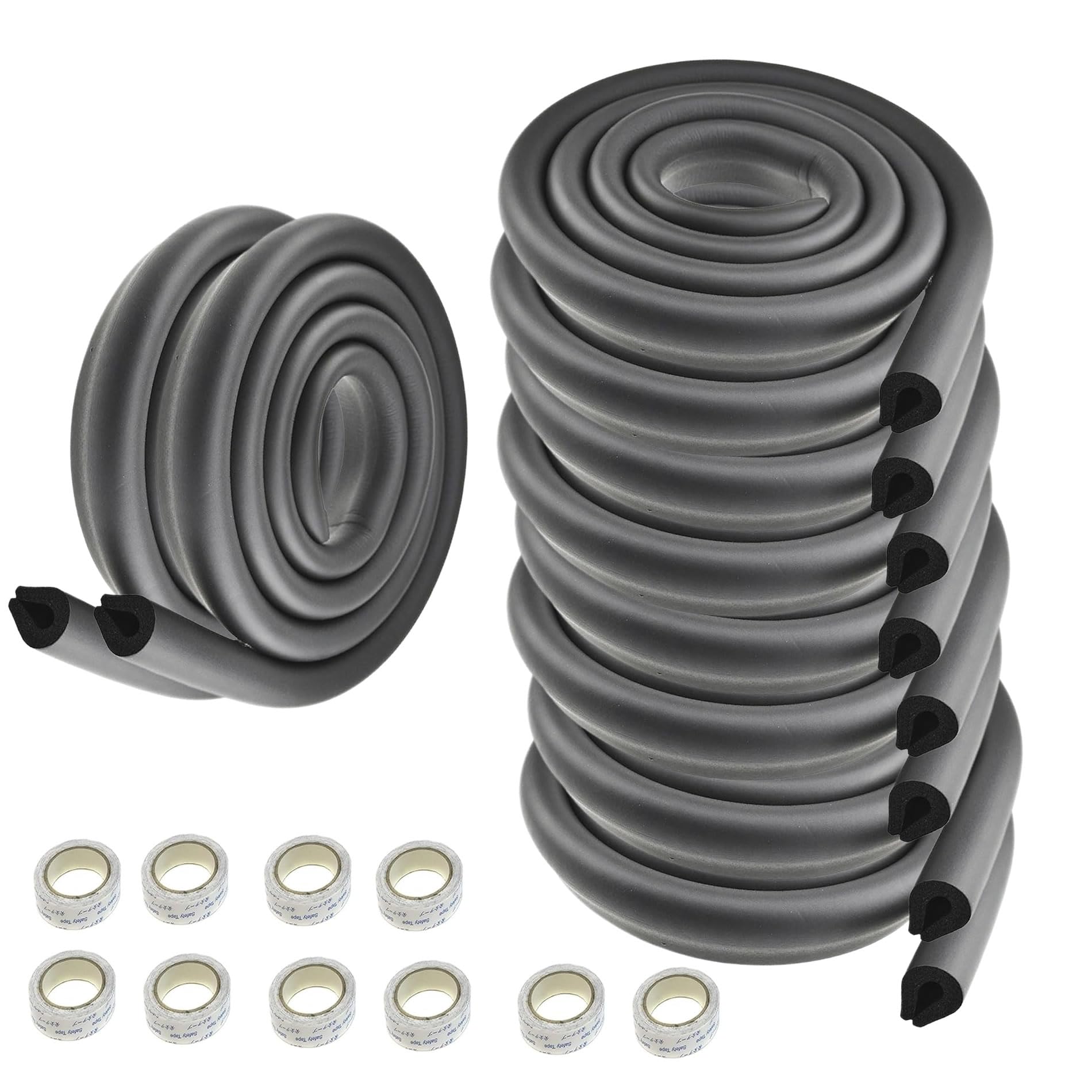20 Meter U-förmige Glastisch Kantenschutz, Tisch Möbel Kanten Schwamm Kissen Stoßschutz, Baby-Sicherheits-Tabellen-Schreibtisch Anti-Kollision Streifen (10x2M) Schwarz KXD7003 Black