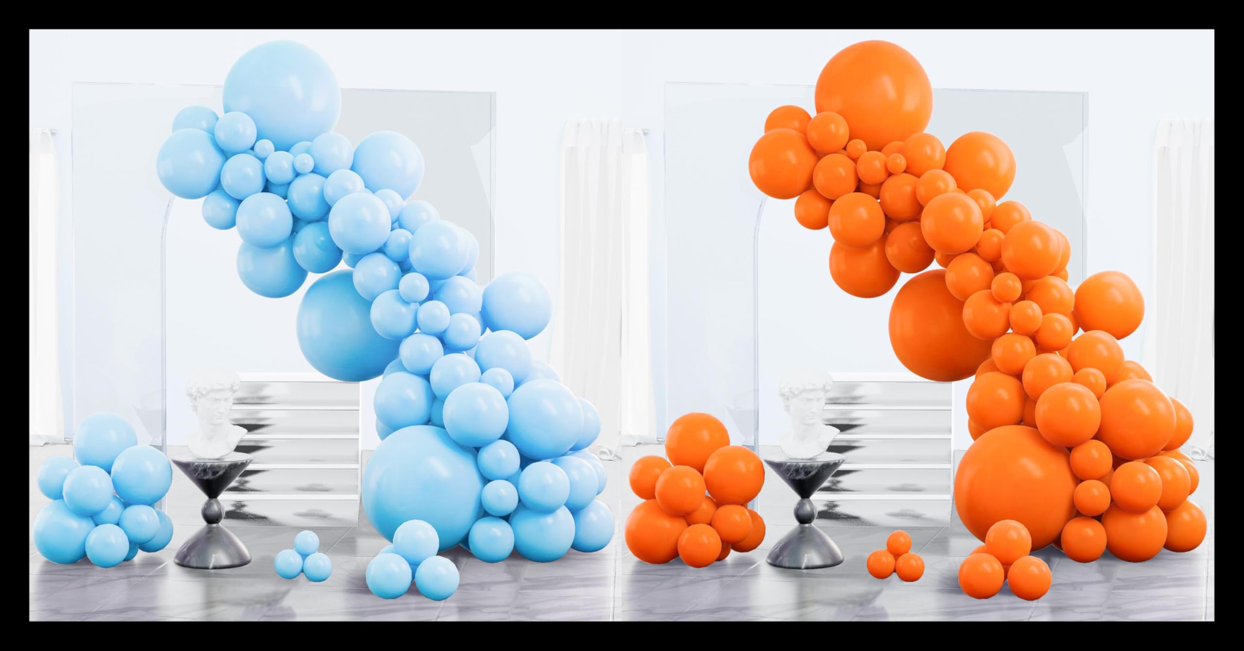 PartyWoo Light Blue Balloons 85 pcs and PartyWoo Tangerine Orange Balloons 85 pcs