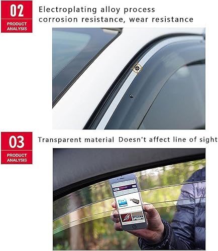 Miniatura 5 de Deflector de ventana lateral, para B-M-W X5 MK4-G05 2019-2023, viseras de ventana, protección contra la lluvia, deflector de toldo, protector contra
