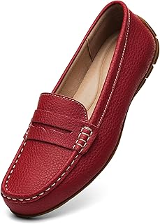 Women's Comfortable & Lightweight Leather Penny Loafers Slip-Ons Cute Business Casual Dress Shoes Work Office Flats Everyday Walking Shoes Driving Mocs for Women