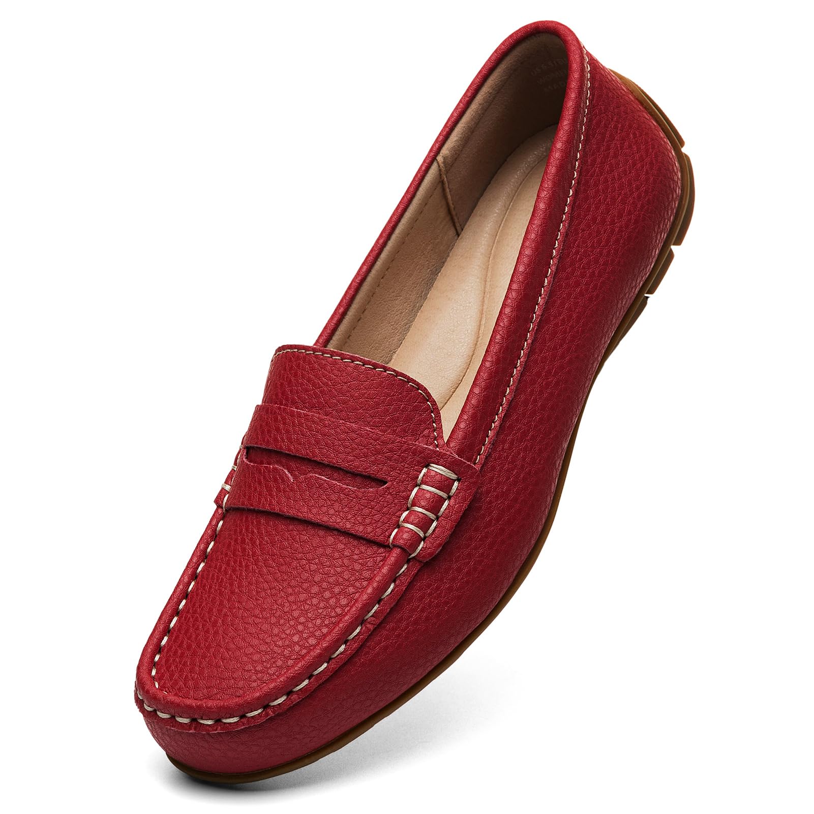KORDAL Women's Comfortable & Lightweight Leather Penny Loafers Slip-Ons Cute Business Casual Dress Shoes Work Office Flats Everyday Walking Shoes Driving Mocs f
