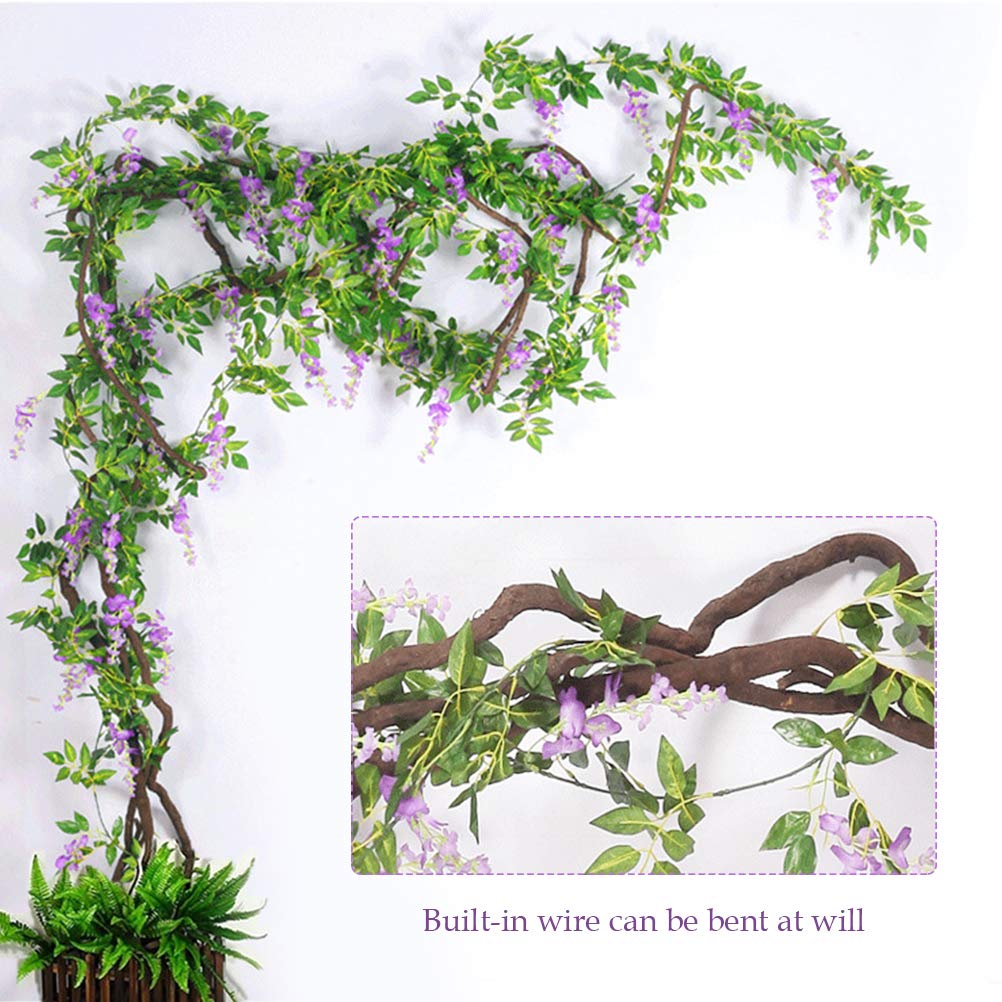 Lot de 2 Guirlandes Glycines Artificielles 2m Décoration Intérieur Extérieur Mariage Violet