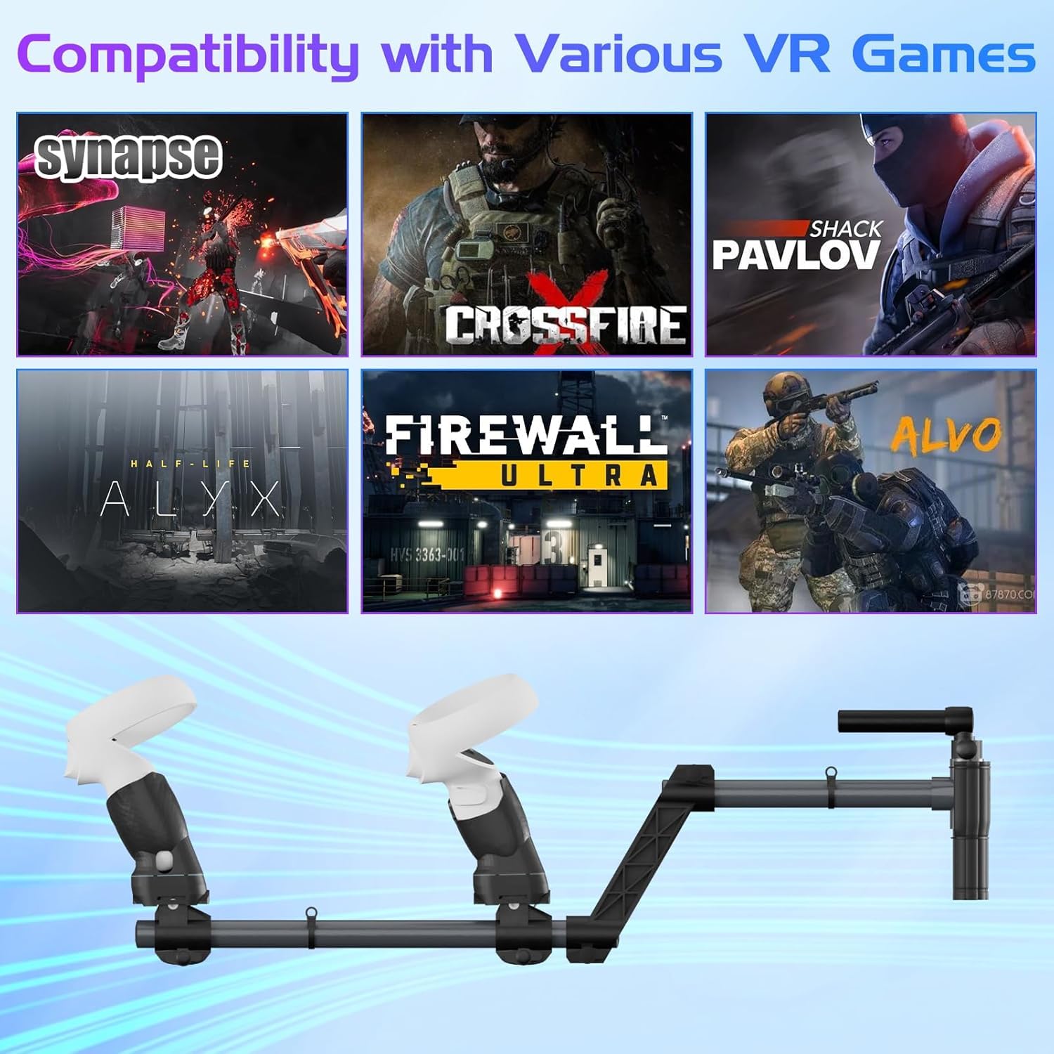 vr for Que.st 2 Shooting Controller Handle, Magnetic Rifle Accessories st with Shoulder Straps