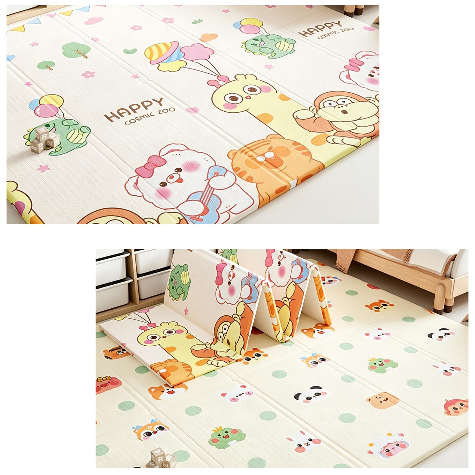 Alfombra De Juegos Para BebéS,Plegable Extra Grande Suelo,Tapete Actividades PortáTil E Impermeable,Tapete Juego Grueso Y Reversible,FáCil Limpiar,Ideal BebéS NiñOs PequeñOs(180*200*2cm,D)