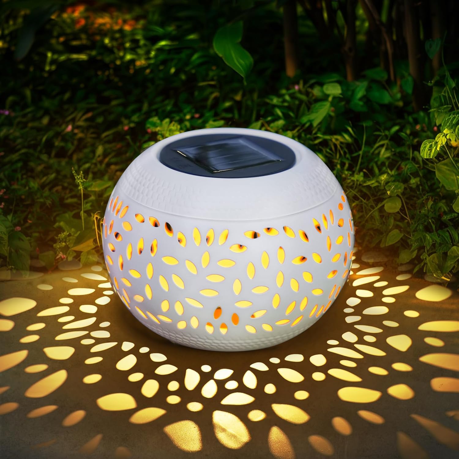 Solar Lanterns Waterproof Outdoor Decor: Hollow Out Solar Lights | Retro Metal Solar Lantern, Unique Gardening Gifts for Mom, Outside Garden Patio Porch Tabletop Decorations — image 1