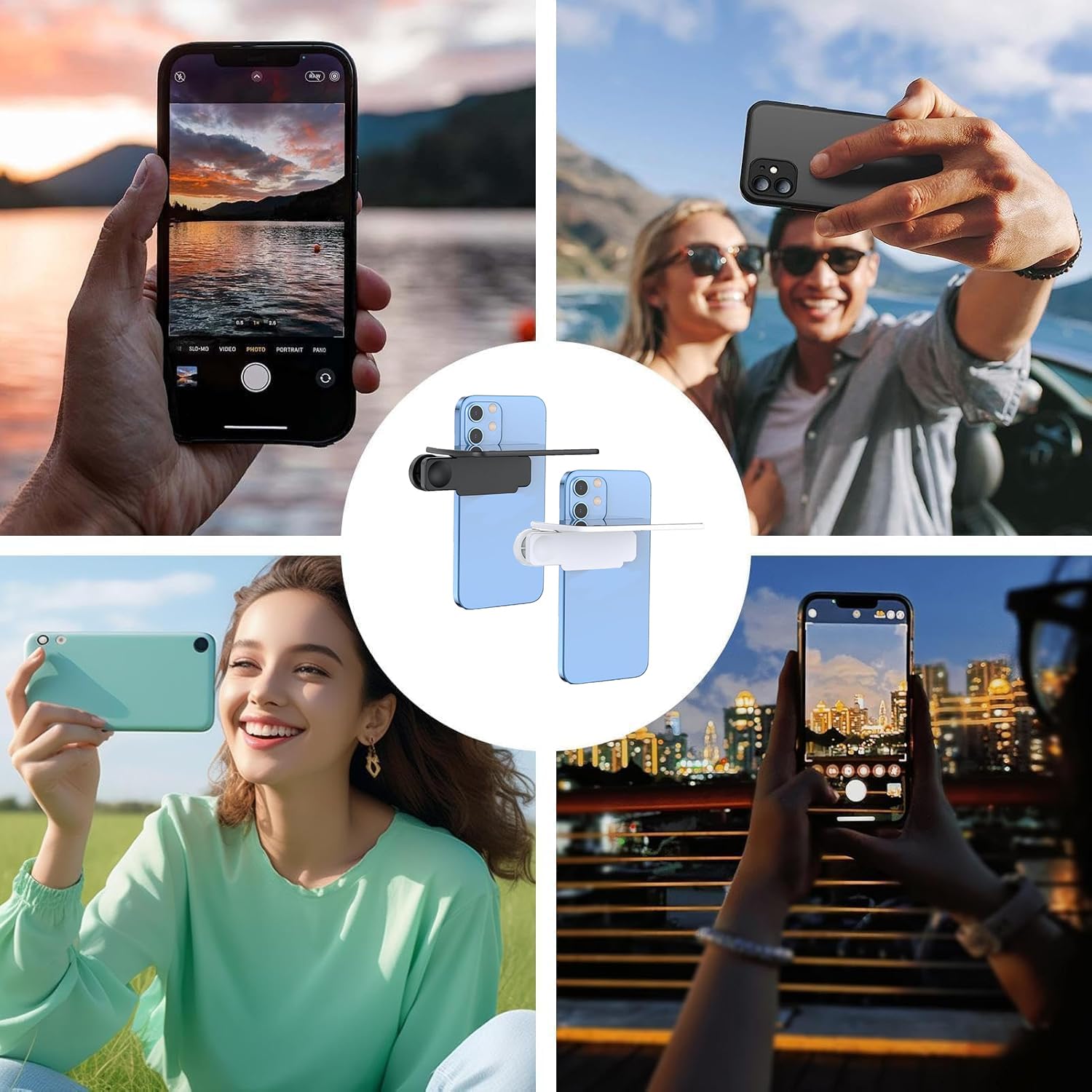 Zestaw 2 szt. Zestaw obiektywów z efektem lustra, regulowany klips do aparatu jako okulary do selfie na telefon komórkowy, składane lustro ze szkła HD do fotografii, przenośnych smartfonów