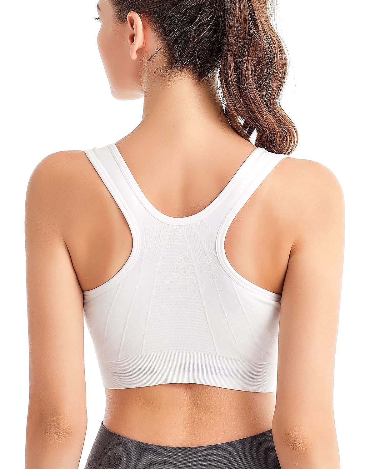 ZOEREA Soutien-Gorge de Sport Femme Zippée Devant Push Up sans Armature Lingerie Bra Courir Vest Coussinets Amovibles pour Fitness Jogging Yoga Course
