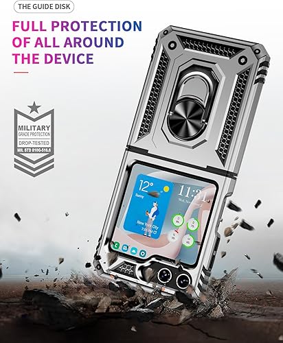 Miniatura 2 de ONOLA Funda para Samsung Galaxy Z Flip 5 con protección de bisagra y soporte magnético de anillo giratorio de 360, para Samsung Z Flip 5 Funda de