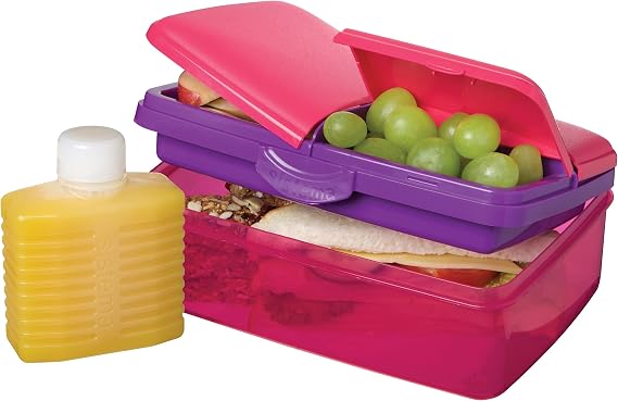 Sistema Lunch Slimline Quaddie Lunch Box | 1.5 L | Pink/Purple