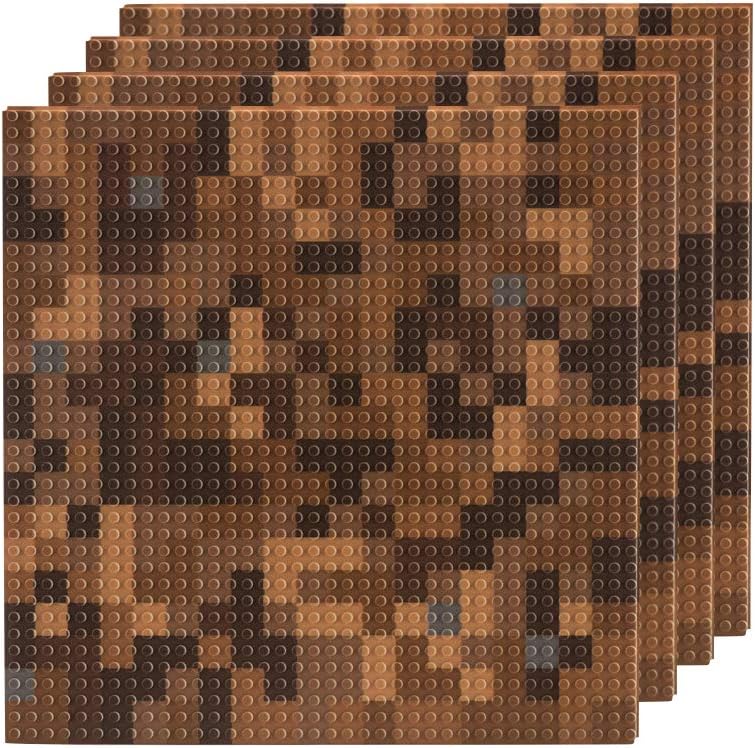 SlabDreamLab 12"X12" Slab Lite Baseplate for All Major Building Bricks and Blocks (Brown Mosaic, 4-Pack)