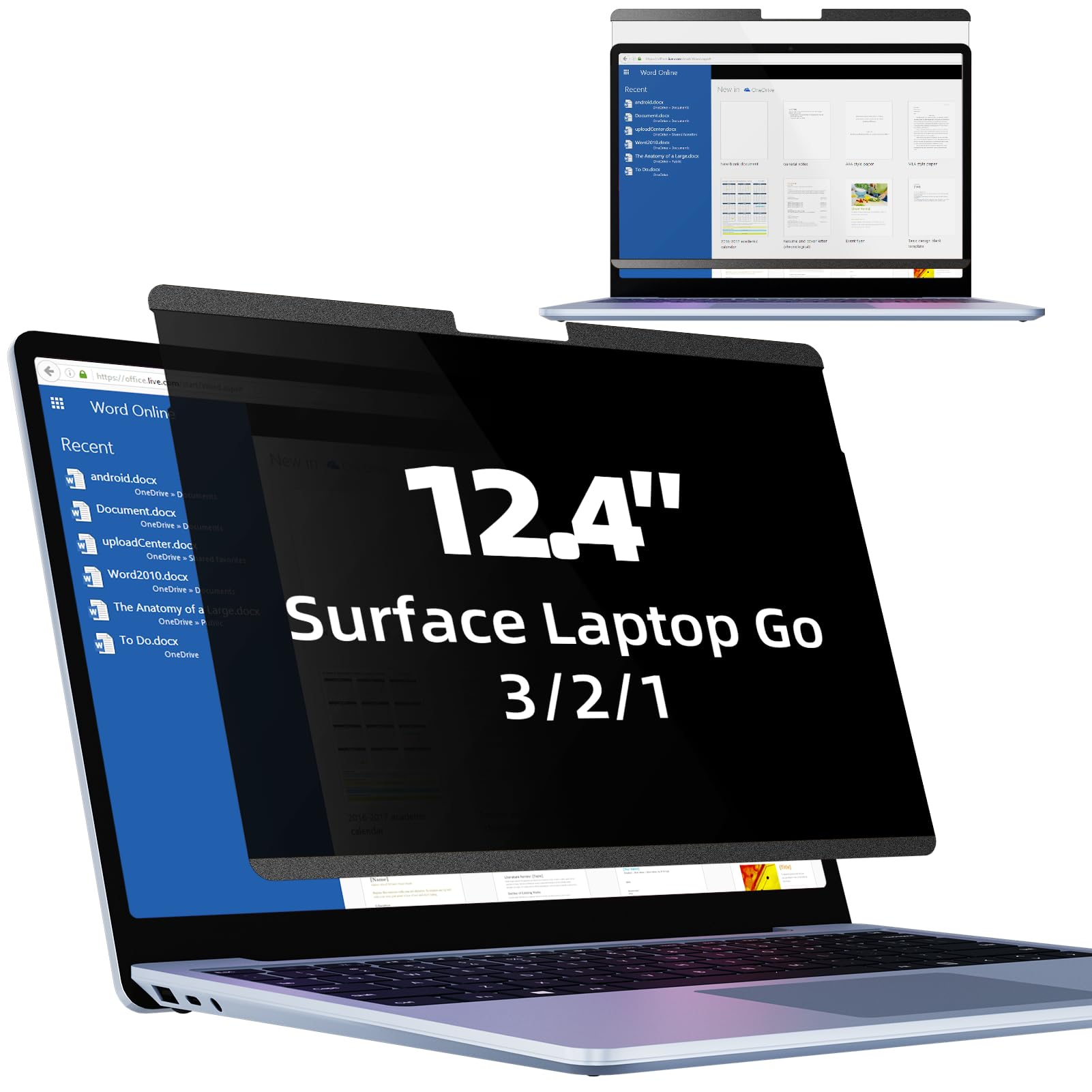 Mamol Magnetic Privacy Screen for 12.4 inch Microsoft Surface Laptop Go 3/2/1 Removable Anti Spy Glare Blue Light Filter, Surface Laptop Privacy Screen Protector 12.4 in