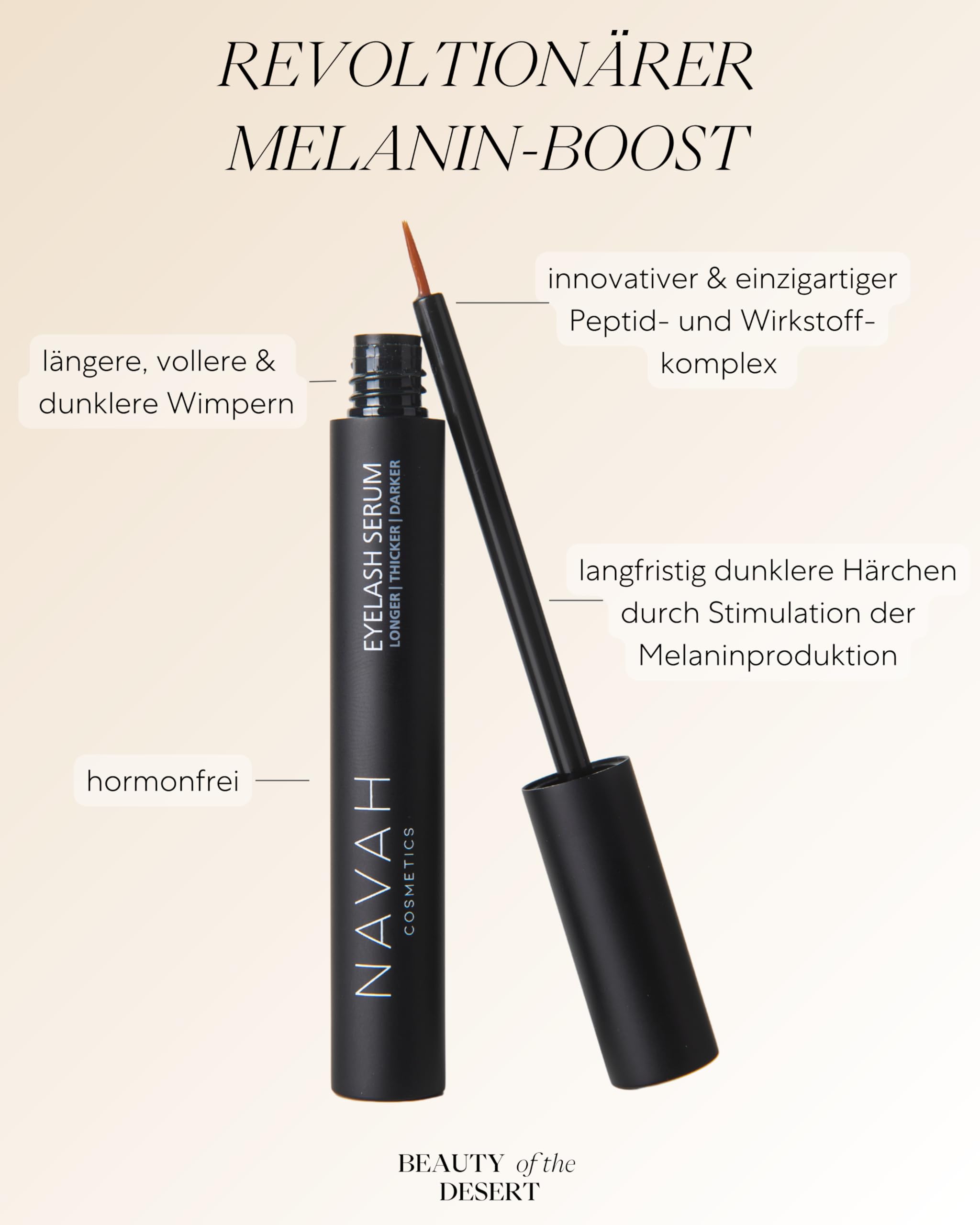 Wimpernserum längere, vollere & dunklere Wimpern: langfristige Verdunklung und schnelles Wachstum durch einzigartigen Wirkstoffkomplex und pflegenden Inhaltsstoffen | Eyelash Serum ohne Hormone | 4ml