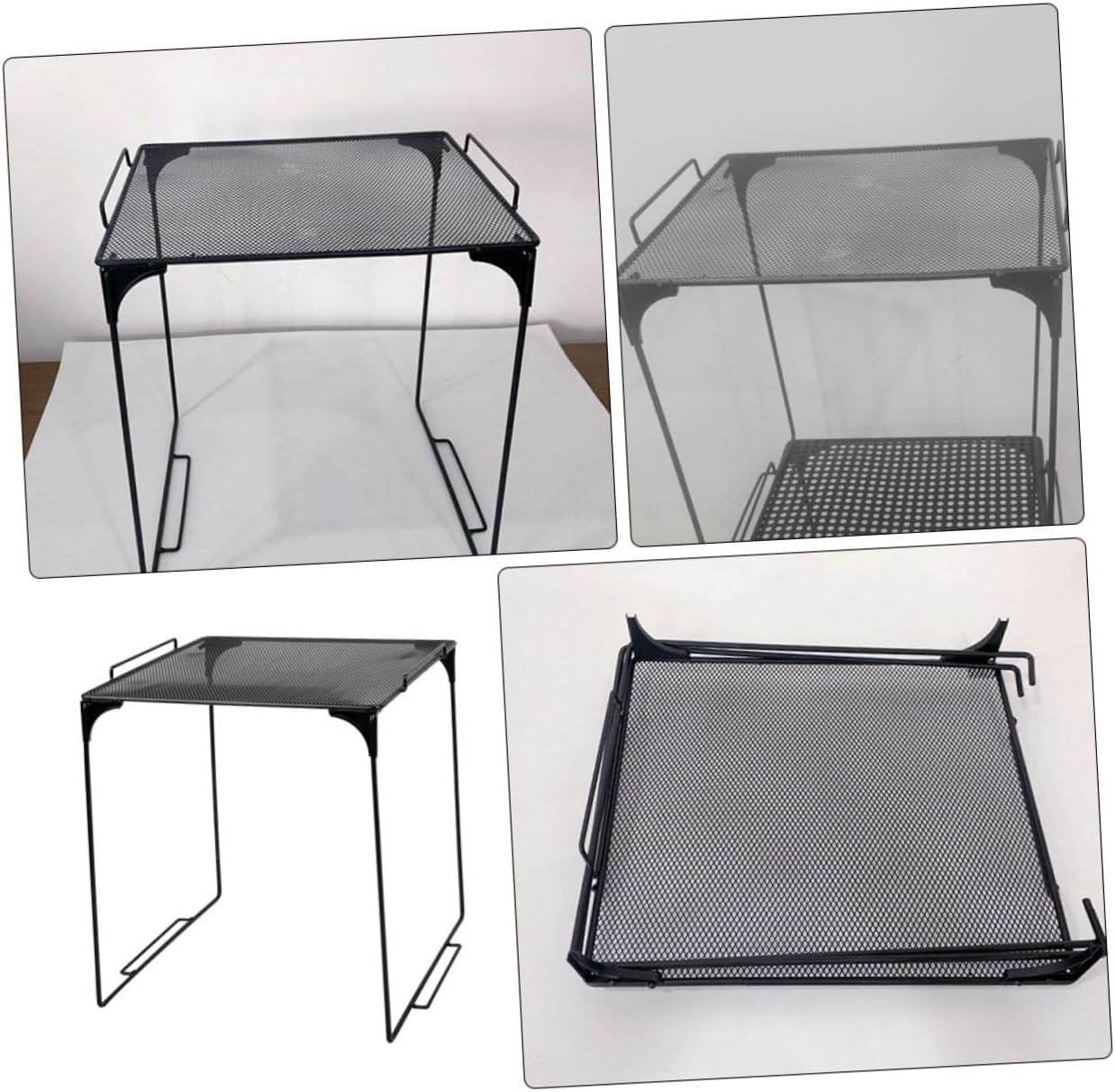 Foldable Metal Locker Shelf Organizer for Home Kitchen School and Gym Black Storage Rack for Cabinets and Pantries Versatile and Space Saving Design