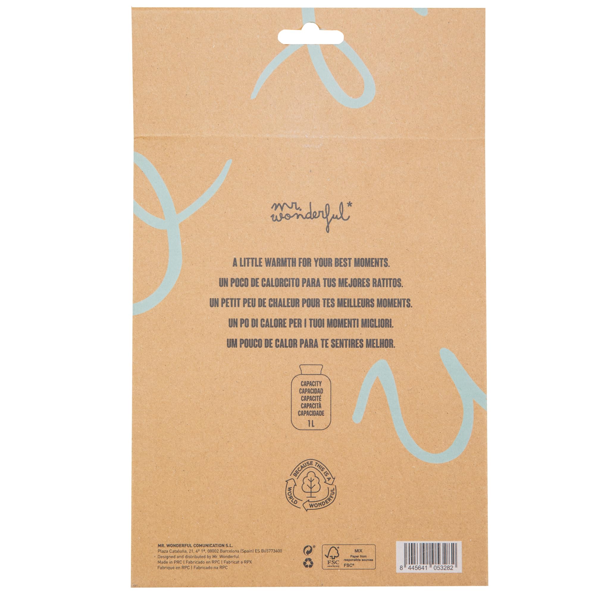 Mr. Wonderful - Bouillotte - Feeling Hot, Hot, Hot! - Bouillotte en Coton avec Un Message Amusant - Capacité : 1 Litre