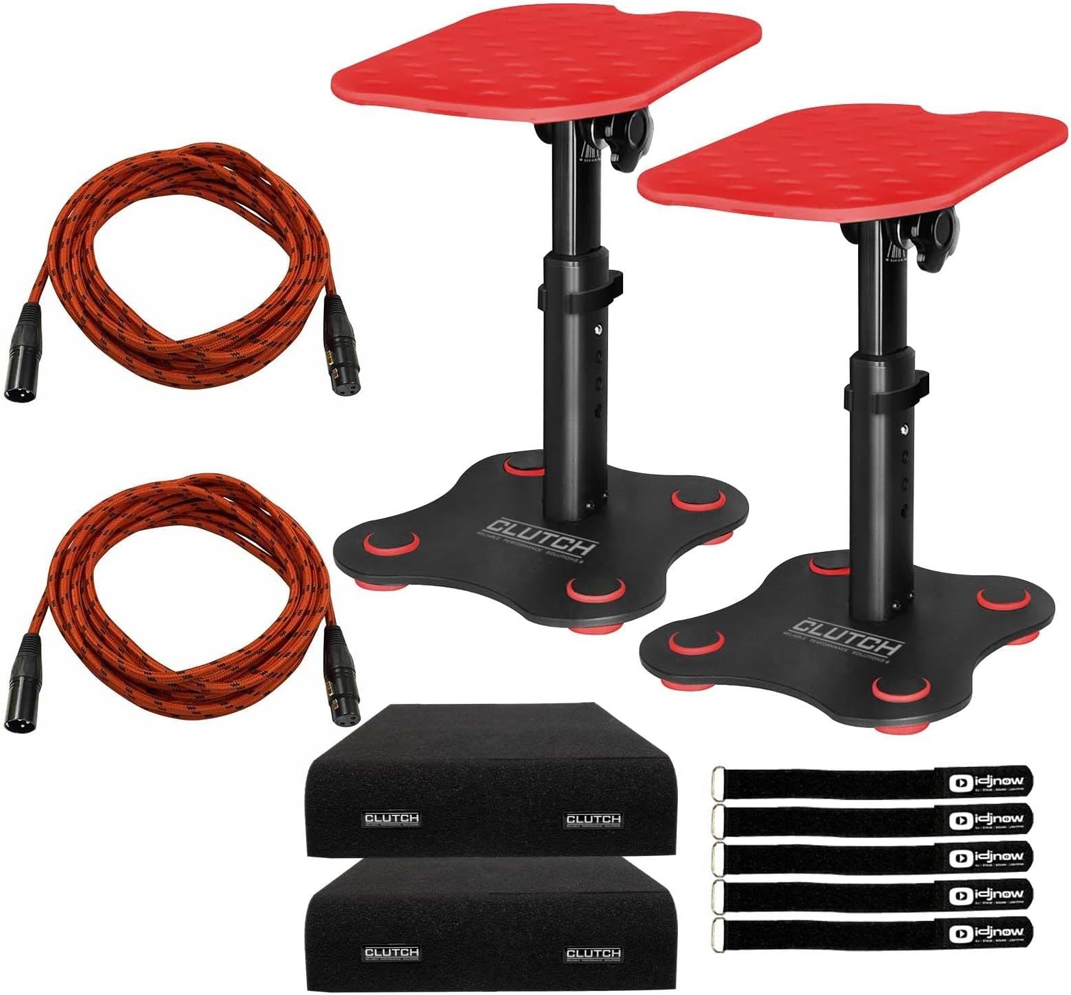 Studio Monitor Speaker Desktop Stand Height Adjustable Pair Red Package Clutch