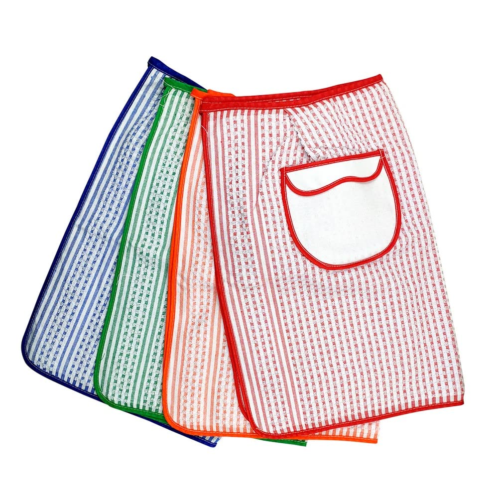MAGIE DI CASA Confezione 6 grembiuli da cucina a vita PAOLA cm.52x70 in spugna nido ape con tasca - Made in Italy