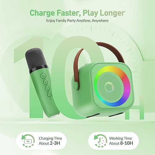 Vista 41 de Mini máquina de karaoke para niños y adultos, altavoz Bluetooth portátil con micrófono inalámbrico, para niñas de 4, 5, 6, 7, 8, 9, 10 y 12 años